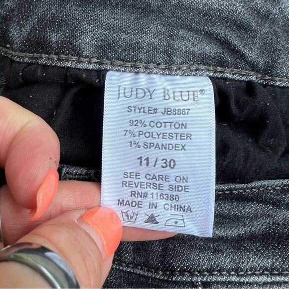 Judy Blue Black Destroyed Distressed Splatter boyfriend fit jeans 11/30 - Picture 6 of 7